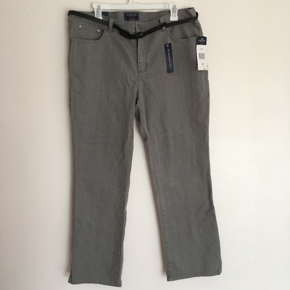 NWT Chaps Classic Grey Slimming Fit Denim 16P